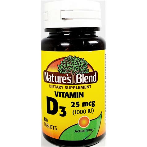 Natures Blend Vitamin D3 25 Mcg 1000 Iu 100 Tablets Hargraves