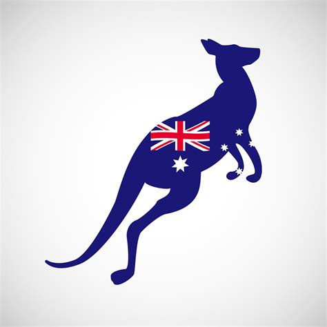 kangoeroe met Australische vlag silhouet geïsoleerd op een witte