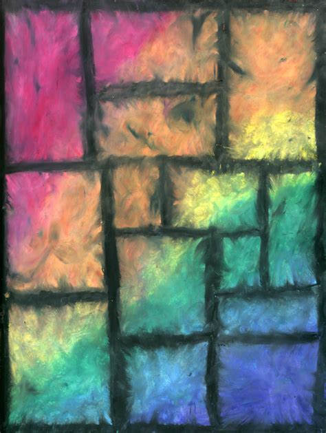Rainbow Squares Abstract Oil Pastel Drawing A Photo On