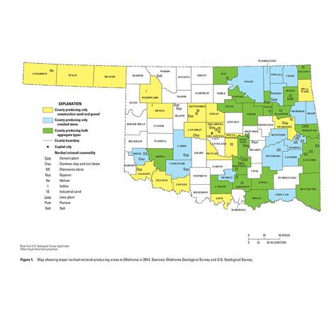Mineral Commodity Producing Areas Of Oklahoma In 2014 Us Geological