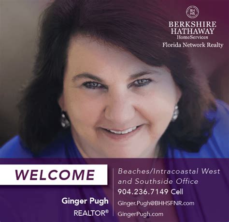 Berkshire Hathaway Homeservices Florida Network Realty Welcomes Ginger Pugh Real Estate Agency