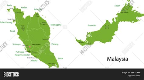 Malaysia Map Provinces Capital Vector And Photo Bigstock