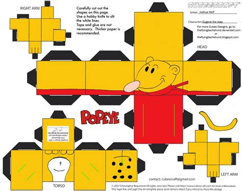 Papertoypopeyeeugene The Jeep Jake The Dogs Paper Toys Template