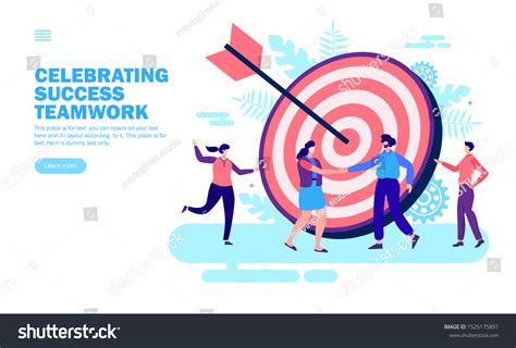 Team Congratulating Each Other Target Achievement Stock Vector Royalty