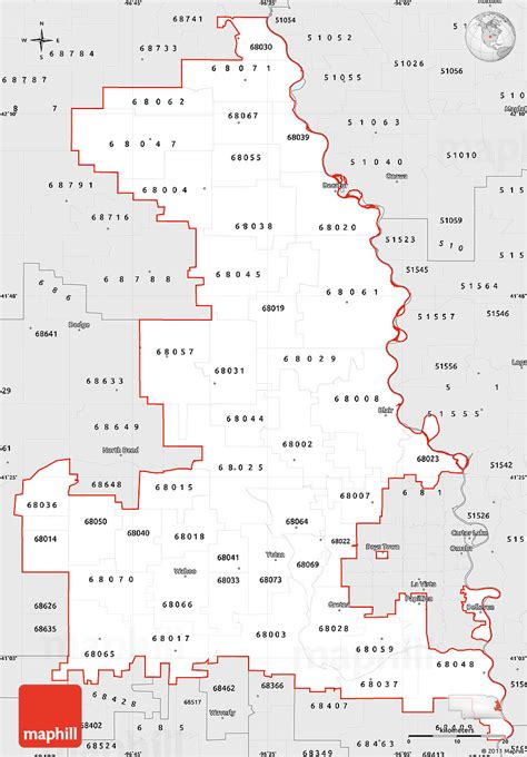 Silver Style Simple Map Of Zip Codes Starting With 680