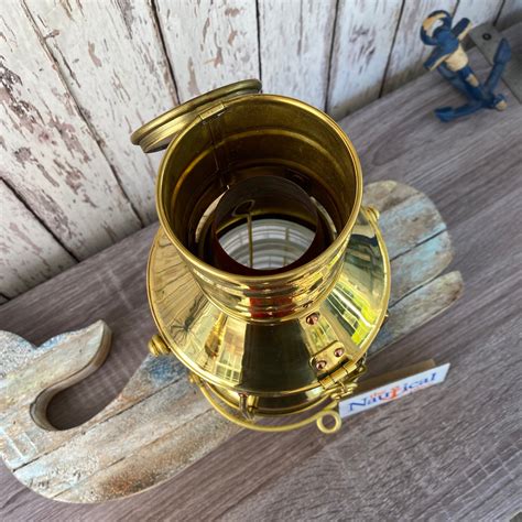Vintage Brass Ship Anchor Lantern Polished Finish Nautical Oil