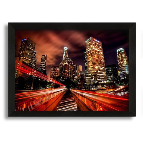 Ebern Designs Downtown Los Angeles At Night Picture Frame Photograph