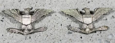 Us Ww2 Army Colonel Rank Insignia Pin Pair Ns Meyer Shold R Form 1 12