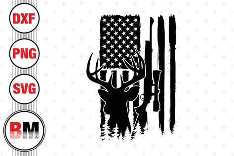 Deer Huting American Flag Svg Png Dxf Files By Bmdesign Thehungryjpeg