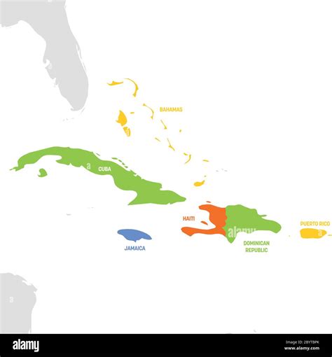 Caribbean Region Map Of Countries In Caribbean Sea In Central America