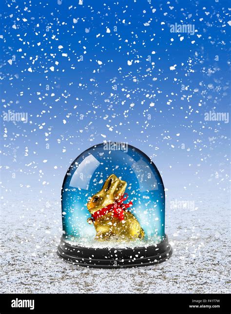 Chocolate Easter Bunny In Snow Globe Stock Photo Royalty Free Image