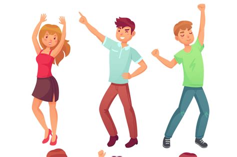 Cartoon Dancing People Happy Dance Of Excited Teenager Young Women M By Tartila Thehungryjpeg