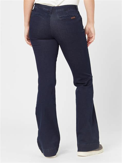 Wrangler Womens Mae Retro Mid Rise Trouser Jeans Dark Riding Warehouse