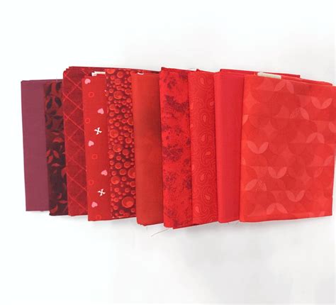 Fat Quarter Fabric Set Of Ten Red Fat Quarters 100 Cotton Quilting