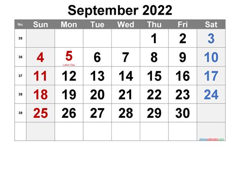 Sept 2022 Calendar Printable Images