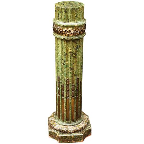 Faux Green Marble Column Pedestal Stand At 1stdibs