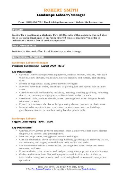 Landscape Laborer Resume Samples Qwikresume