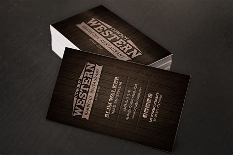 Wood Bbq Business Cards Logo Business Card Templates On Creative Market
