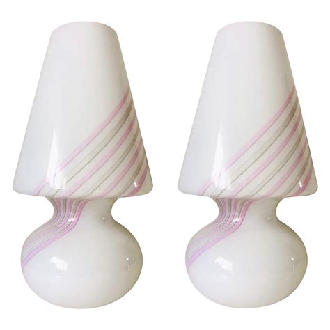 Pair Purple Murano Italian Glass Ribbed Table Lamps At 1stdibs
