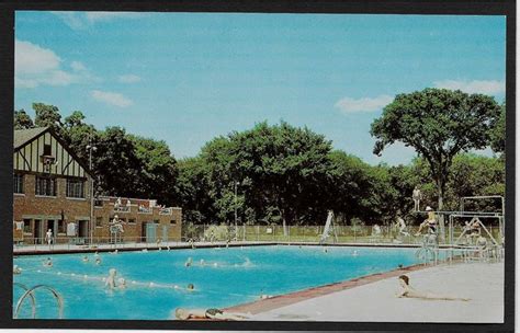 Municipal Swimming Pool Riverside Park Moline Illinois Il Postcard
