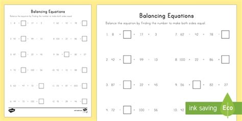 Equations Without Numbers Worksheets
