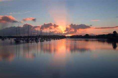 Sunrise Over Marina Auckland New Zealand Stock Image Image Of Dawn