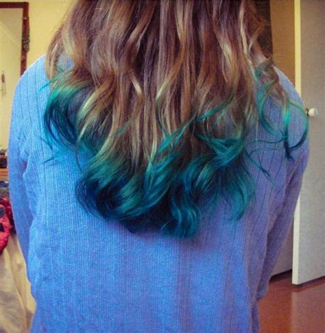 Medium Blond Blue Green Blue Tips Hair Hair Dye Tips Dyed Tips
