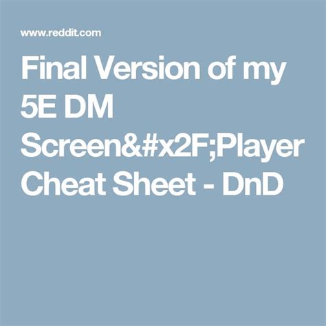 Final Version Of My E Dm Screen Player Cheat Sheet Dnd Dm Screen