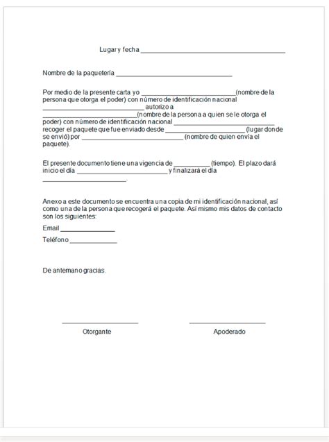 Carta Poder Para Llenar Word Listos Para Aprender Español ¿cómo