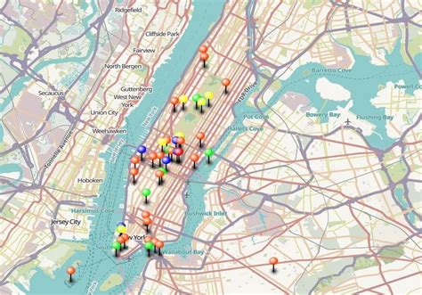 Carte des principaux lieux à visiter à New York