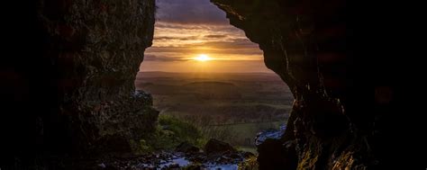 Download Wallpaper 2560x1024 Cave Sun Sunset Landscape Nature