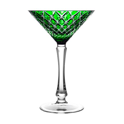 Stars Green Martini Glass Ajka Crystal