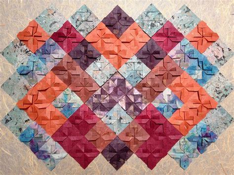 Origami Quilt 1 22x30 Mixed Papers On Laminated Board Original Art