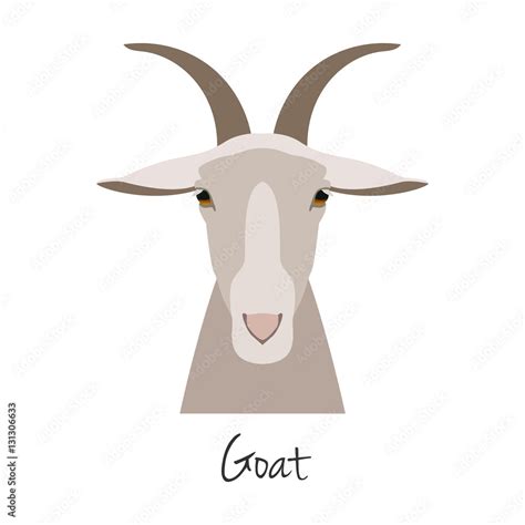 Grafika Wektorowa Stock Vector Goat Head Isolated Flat Cartoon Style