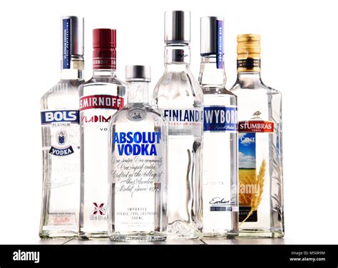 Bottles Of Assorted Global Vodka Brands Stock Photo Alamy