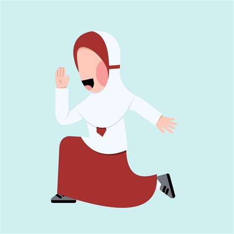 Indonesian Hijab Elementary School Student Character 36034209 Vector