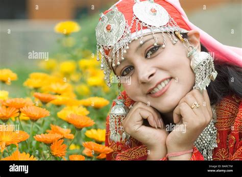 Portrait Of A Woman Smiling Jammu And Kashmir India Stock Photo Alamy