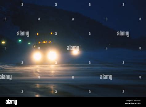 Vehicle On Seward Highway At Night Winter Anchorage Ak Stock Photo Alamy