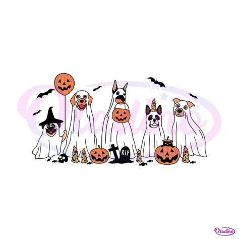 Ghost Dogs Funny Halloween Pumpkin Svg Digital Cricut File