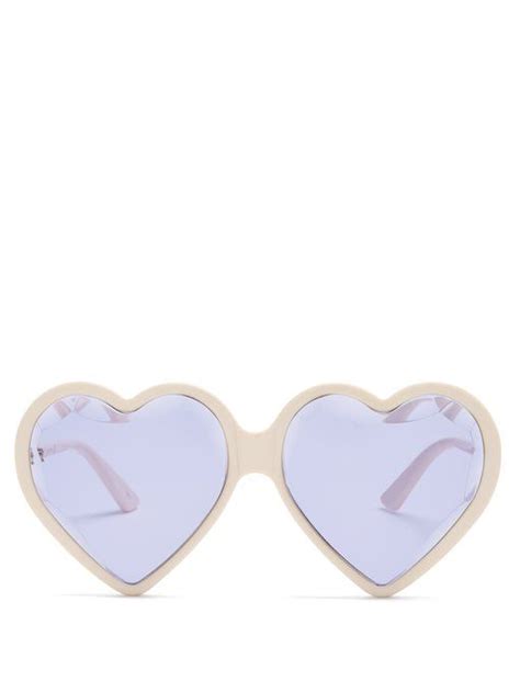 gucci heart frame acetate sunglasses in ivory modesens heart shaped frame glasses trends