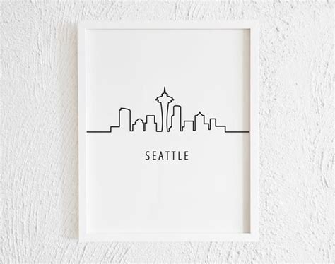 Seattle Skyline Outline Seattle Skyline Drawing City Skyline Art