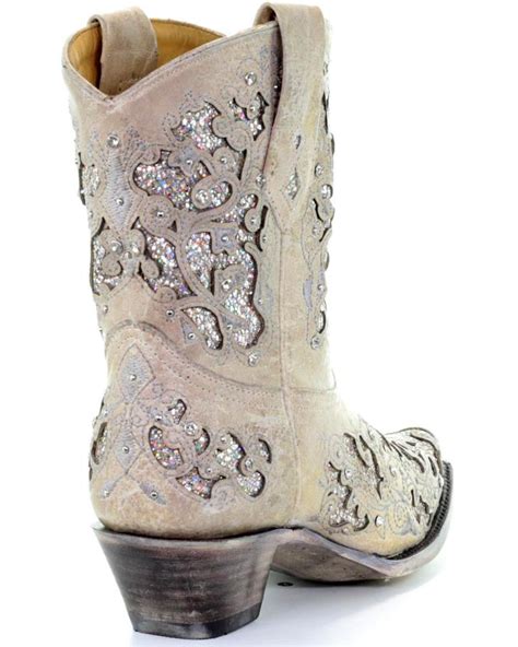 Corral Womens Metallic Glitter Inlay And Crystal Boots Snip Toe Boot Barn