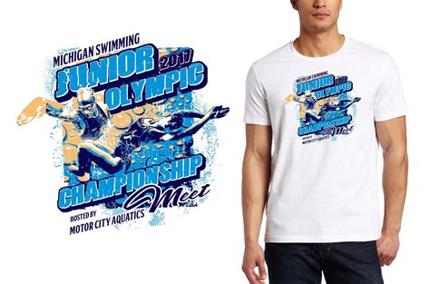 Swimming Tshirt Logo Design Junior Olympic Championship Meet Urartstudio