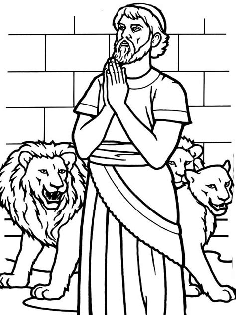 Daniel Pray To God In Daniel And The Lions Den Coloring Page Sunday