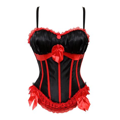 Sexy Women Overbust Corset Bustier Straps Exotic Zipper Vintage Style