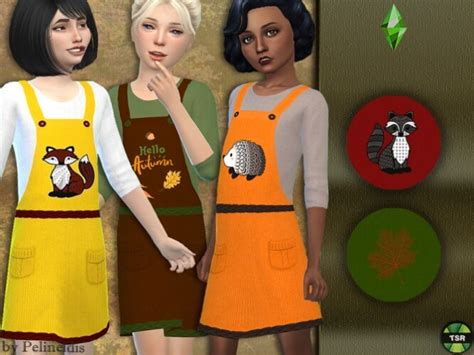 Autumn Corduroy Dungaree Dress By Pelineldis At Tsr Sims 4 Updates