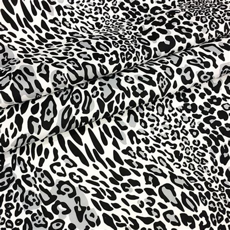 Leopard Print Fabric By The Yard Black White Grey Cheetah Etsy