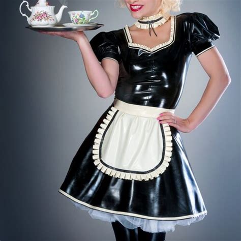 his ruffle latex french maid dress etsy uk