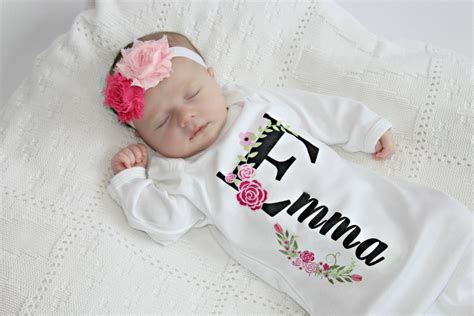 Personalized Baby T Girl Newborn Girl Coming Home Outfit