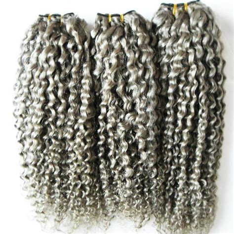 Grey Brazilian Kinky Curly Hair Weave Bundles 100 Human Hair Bundles
